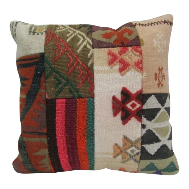 Handmade Patchwork Kilim Pillow Cover For Sale