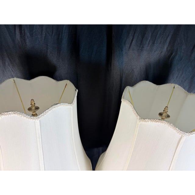 Metal French 19th‑Century Louis XVI Style Four‑Arm Silver Candelabra Lamps — A Pair For Sale - Image 7 of 12