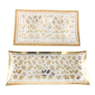 Vintage Mid Century Georges Briard Serving Trays Persian Garden, Set 2 For Sale