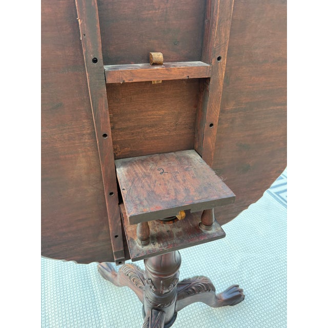 Antique Round Tilt-Top Pedestal Table With Pie Crust Detail For Sale - Image 12 of 18