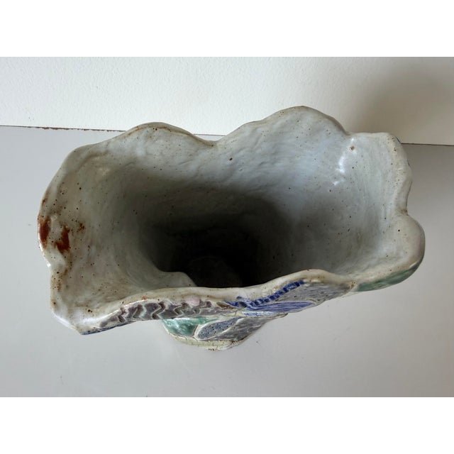 Vintage Handmade Abstract Textured Studio Pottery Sculptural Vase, Unsigned For Sale - Image 9 of 12