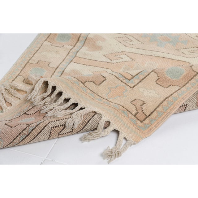 Beige 1960s Neutral Beige & Sage Green Hand-Knotted Rug For Sale - Image 8 of 10