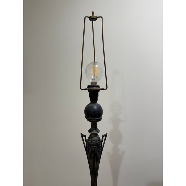 1970s Cambridge Lamps Inc. Neoclassical Style Black Floor Lamps Pair For Sale In San Francisco - Image 6 of 12