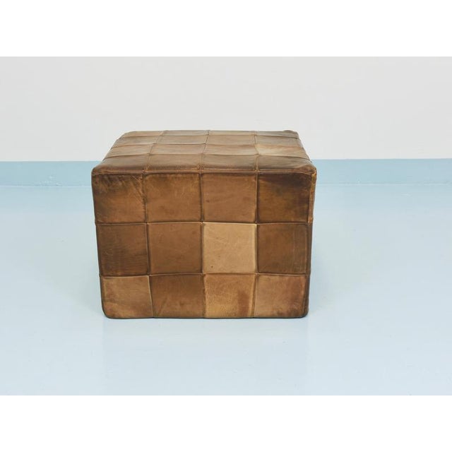 Patchwork Leather Cube Ottoman from de Sede, Switzerland, 1970s For Sale - Image 14 of 18