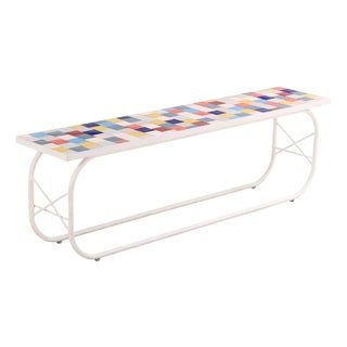 Bohemian Modern Ceramic Tile Sofa or Media Table, Late 20th C. For Sale