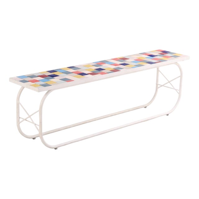 Bohemian Modern Ceramic Tile Sofa or Media Table, Late 20th C. For Sale