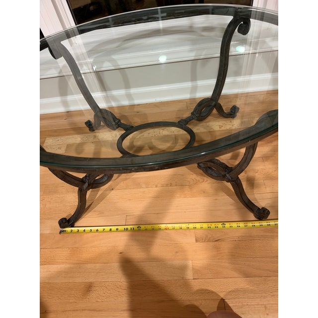 Vintage French Style Wrought Iron and Glass Coffee Table For Sale - Image 11 of 13