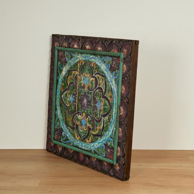 Antique Indian Carved and Painted Wall Hanging For Sale - Image 12 of 14