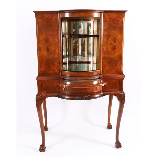 Wood Antique Burr Walnut Revolving Dry Bar Cabinet, 1920s For Sale - Image 7 of 18