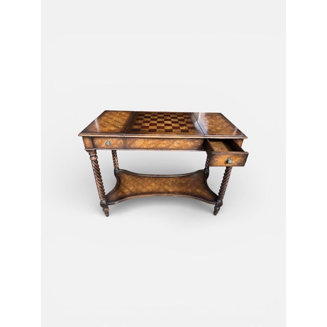 Traditional Vintage Bombay Company Parquetry Game Table For Sale - Image 3 of 11
