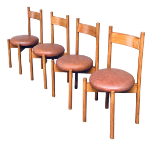 Mid-Century Modern Dining Chairs in the style of Charlotte Perriand, France, 1960s, Set of 4