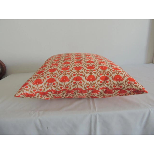 Printed Cotton Floral Square Indian Pillow For Sale - Image 4 of 6