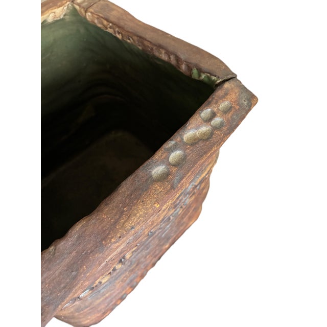 Ceramic Vintage 1970s Beige Hand Build Coil Mid Century Stoneware Planter/ 70s Huge Art Vessel /Modernist Ceramic Art Studio Pottery For Sale - Image 7 of 10