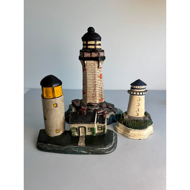 1940s 1940s Cast Iron Lighthouse With Keepers Cottage Door Stop For Sale - Image 5 of 6