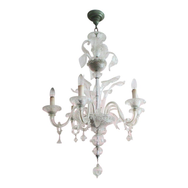 1970s Italian Murano 6 Arm Chandelier For Sale