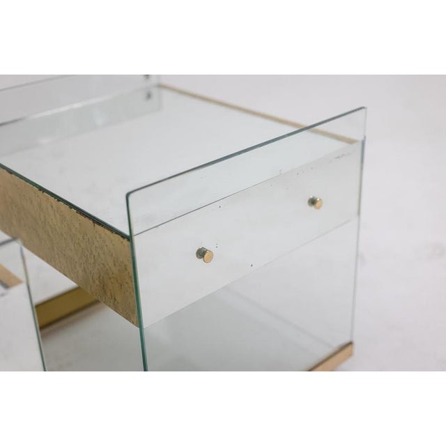 Bedside Tables in Brass, Glass and Mirror, 1970s, Set of 2 For Sale - Image 6 of 8