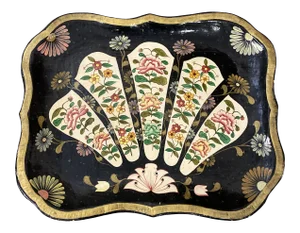 Vintage Chinoiserie Paper Mache Asian Tray Wall Hanging