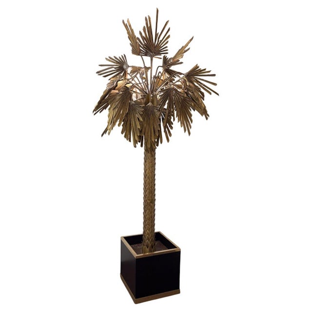 Mid-Century Modern Mid-Century Modern Palm Floor Lamp in Brass, 1970s For Sale - Image 3 of 7