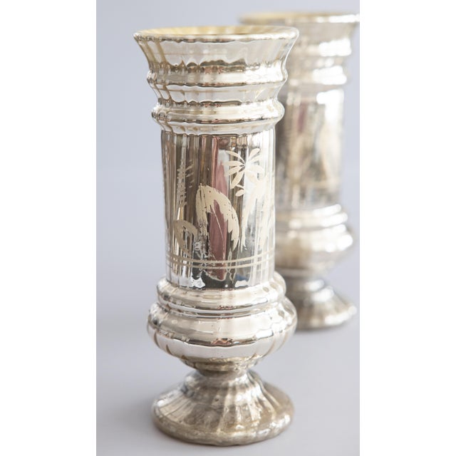 Mid 19th Century Large 19th Century French Silvered Mercury Glass Vases - A Pair For Sale - Image 5 of 12