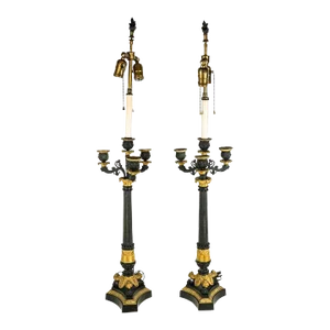 Pair of French 19th Century Empire Candelabras Converted to Lamps