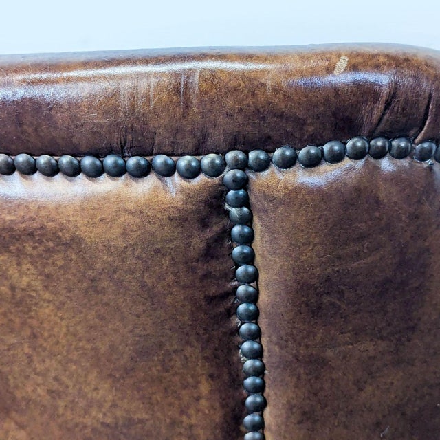 Brown Restoration Hardware Professor Leather Lounge Chair For Sale - Image 8 of 11