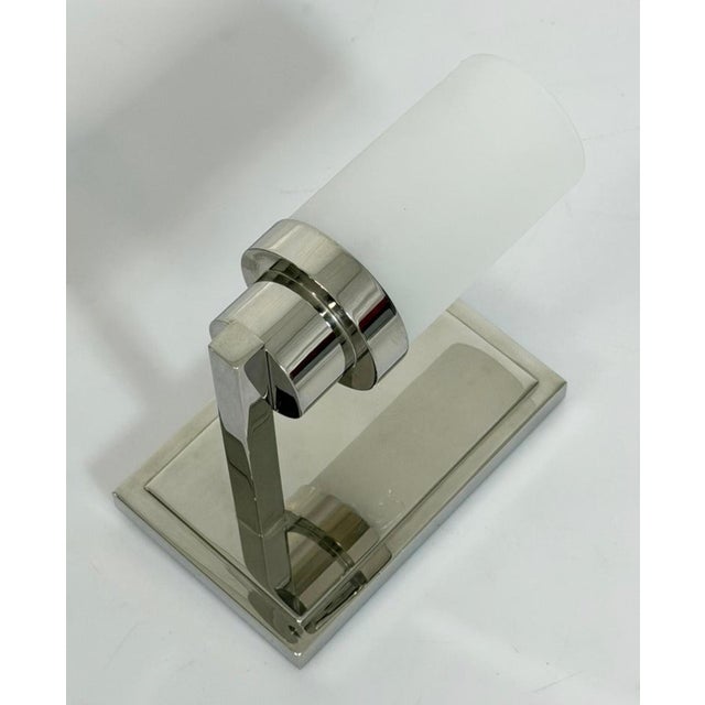 Pair of Marian Jamieson "Six of One" Nickel Wall Sconces With Frosted Glass For Sale - Image 15 of 17
