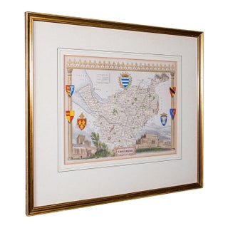 Antique Cheshire County Map, English, Atlas Reproduction, Moule, Victorian, 1900 For Sale