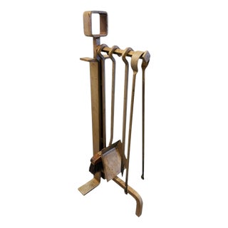 Vintage Fireplace Tools in Cast Iron, 1960s, Set of 5 For Sale