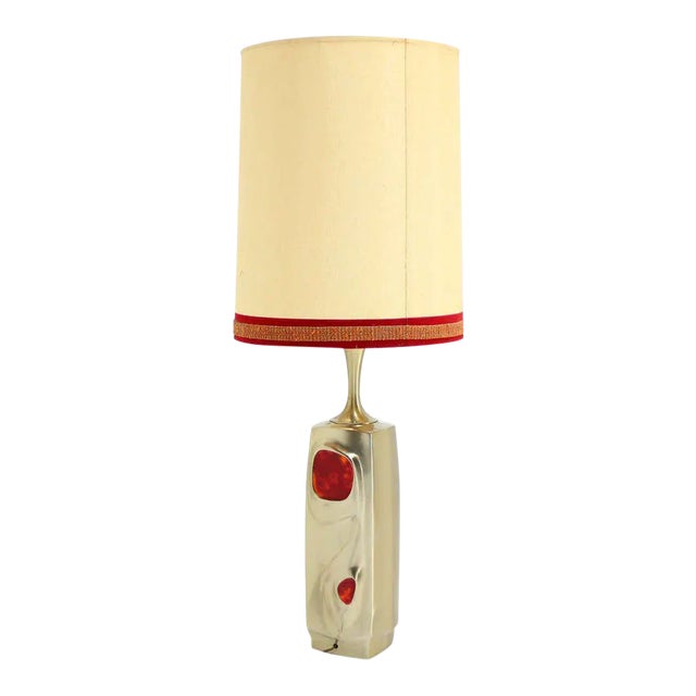 Vintage Mid-Century Modern Cast Metal Base Table Lamp For Sale - Image 11 of 11
