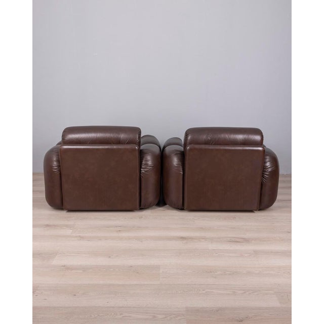 Mid-Century Modern Vintage Armchairs in Brown Leather from Ceriotti, 1970s, Set of 2 For Sale - Image 3 of 12