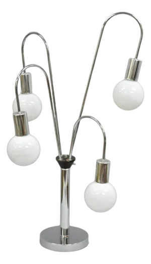 Vintage Mid Century Modern Chrome Space Age 5 Light Sculptural Table Lamp