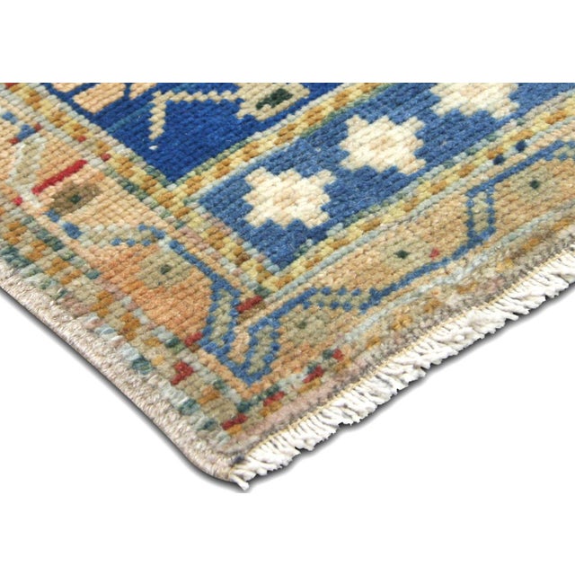 Hand-woven vintage Turkish Oushak Yastic crafted with wool on wool in Western Turkey's storied weaving region. Measuring...