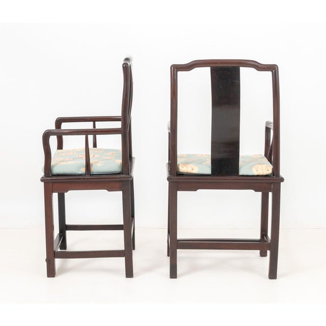 Wood Chinese Hongmu Armchairs, Pair For Sale - Image 7 of 7