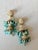 Vintage 1950s Faux Turquoise Chandelier Clip-on Earrings, Gold-Tone, Pair For Sale - Image 14 of 16