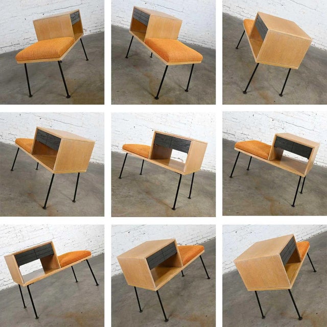 Vintage Mid-Century Modern Mengel Limed & Cerused Oak Telephone Bench by Raymond Loewy For Sale - Image 10 of 13