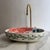 Metal Flower Oval Ceramic Hand-Painted Floral Vessel Basin Sink For Sale - Image 7 of 9