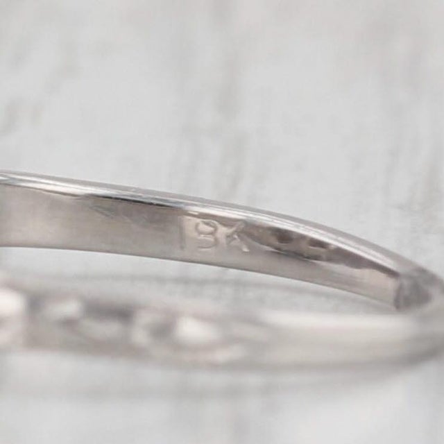 Modern Vintage 0.14ct Transitional Cut Diamond Engagement Ring 18k White Gold Size 5 For Sale - Image 3 of 8