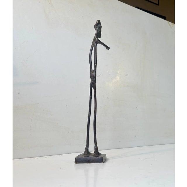 Tall African Bronze Sculpture, 1970s For Sale - Image 4 of 8