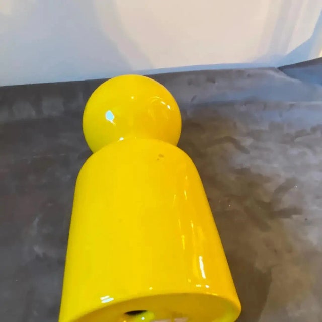 1970s 1970s Space Age Yellow Vetrochina Italian Candle Holder by Gabbianelli For Sale - Image 5 of 9