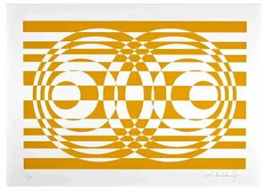 Victor Debach, Abstract Yellow Composition, Screen Print, 1970s