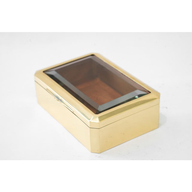 Brown Art Deco Brass Jewerly Box with Cut Glass, 1920s For Sale - Image 8 of 17