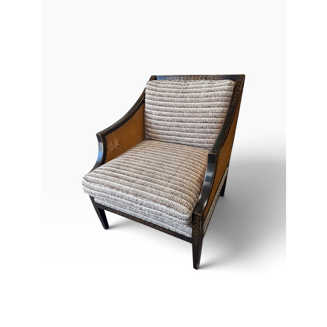 Dessin Fournir Chinoiserie Decorated Double Cane Directoire Club Chair.