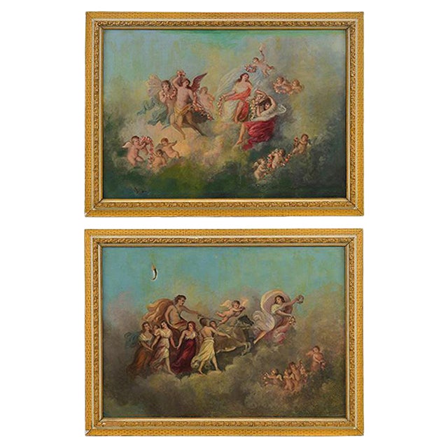 Venus and Apollo Paintings, Set of 2 For Sale