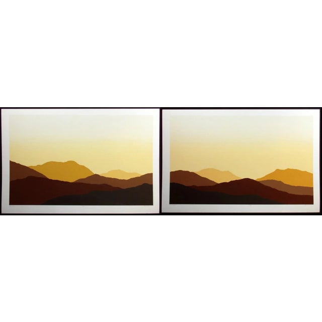 1980s "Wind Ridge" Southwestern Landscape Diptych Serigraph Prints by Jim Boutwell - a Pair For Sale - Image 10 of 10