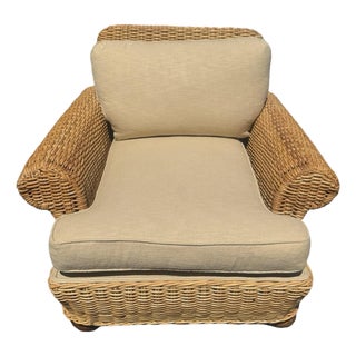 Walters Wicker Lounge Chair With Cushions For Sale