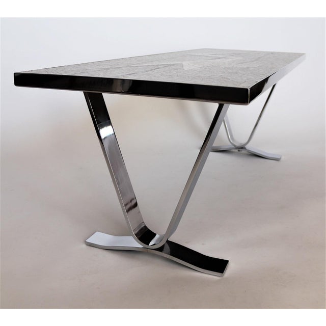Ceramic Mid-Century Mosaic Coffee Table with Abstract Pattern and Chrome Base, 1970s For Sale - Image 7 of 16