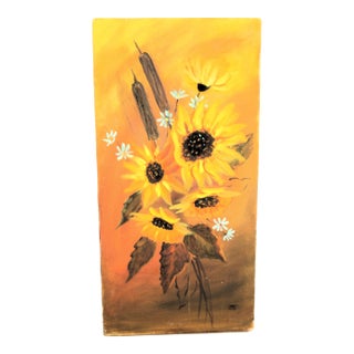 Mid-Century Still Life Oil Painting 24" Yellow/Gold For Sale