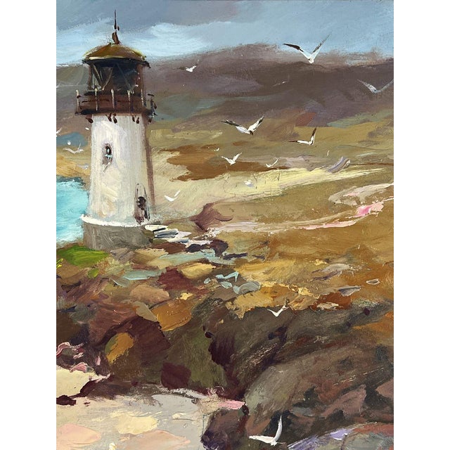 Oil Painting Lighthouse by the Sea on the Beach Yuriy Suprunchuk For Sale - Image 10 of 11