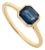Bezel Set 1.07ct Octagon Blue Sapphire Solitaire Ring Size 9 in 14k Yellow Gold For Sale