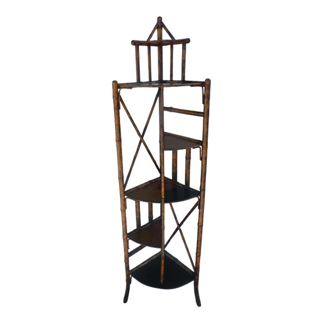 19th Century Victorian Bamboo Corner Etagere For Sale
